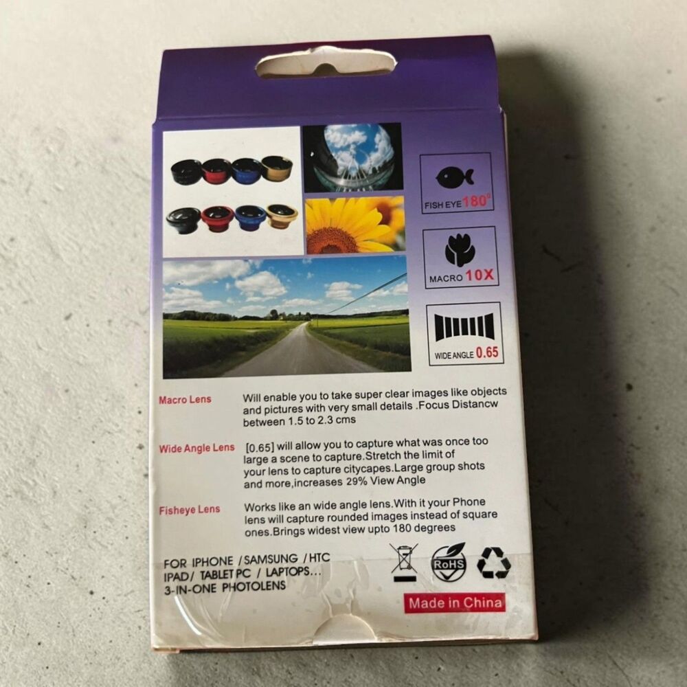 HD360X 3-in-1 Universal Phone Camera Lens Kit, Wide Angle Macro Fisheye, Clip-On - Picture 4 of 5